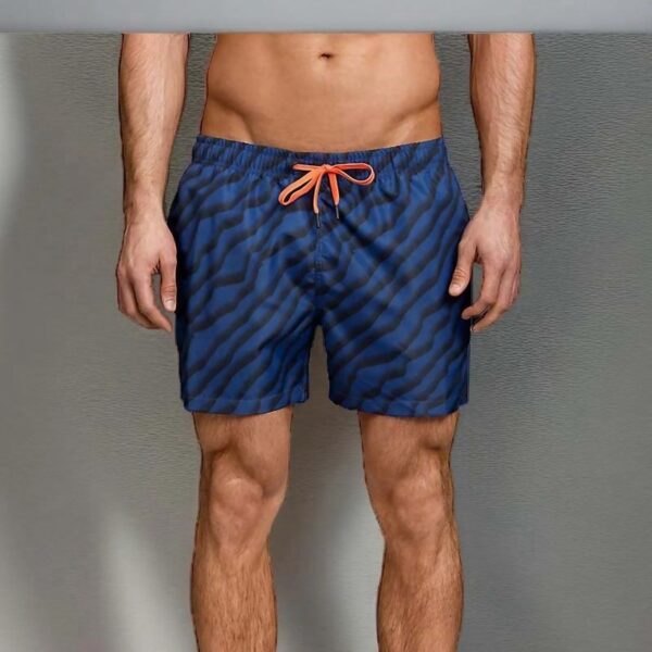 Men's Twill Swim Trunks - Stylish Wave Pattern